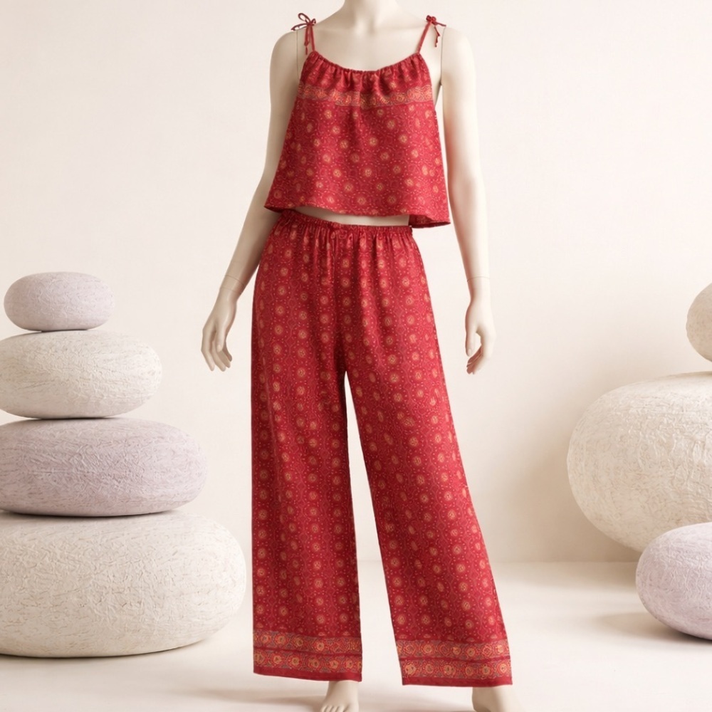 two-piece Josie Natori pajama/lingerie/lounge patterned set